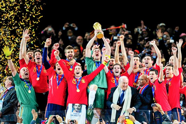 2010 World Cup - Iker Casillas of Spain lifts the trophy