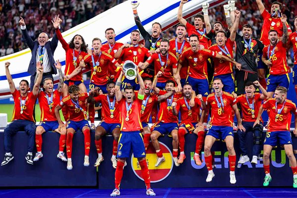 Alvaro Morata Spain lifts the trophy Final Berlin EURO 2024