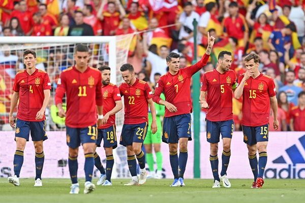 Alvaro Morata Spain scores v Portugal Nations League 2022