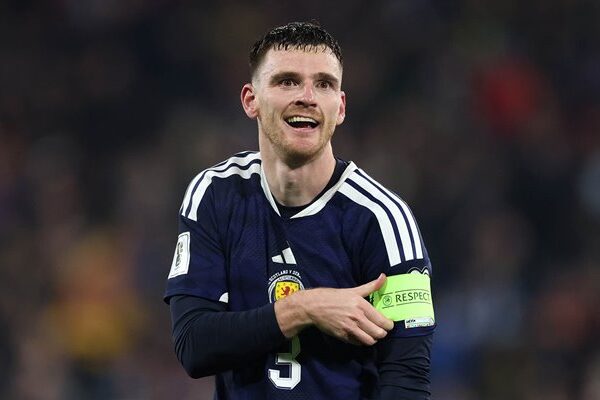 Andy Robertson Scotland celebrates World Cup 2026 qualification Hampden Park Glasgow 2025