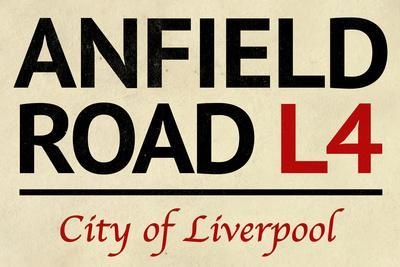 Anfield Road L4 — Liverpool Street Sign Poster