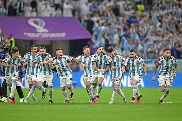 Argentina celebrate v Netherlands Quarter Final World Cup Qatar 2022