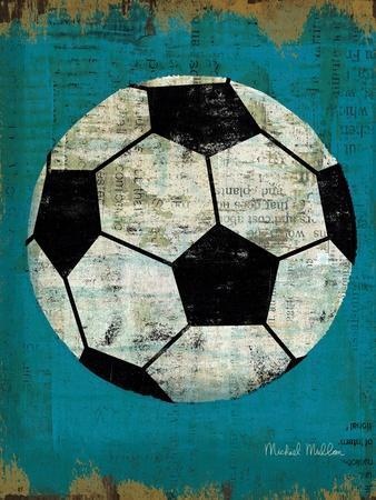 Soccer Ball Pop Art Print — Teal Grunge