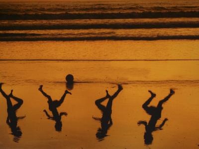 Beach Soccer at Sunset Poster