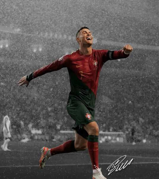Cristiano Ronaldo — Portugal Rain Celebration Poster