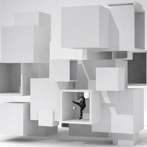 Football in the Cubes — Abstract Art Poster