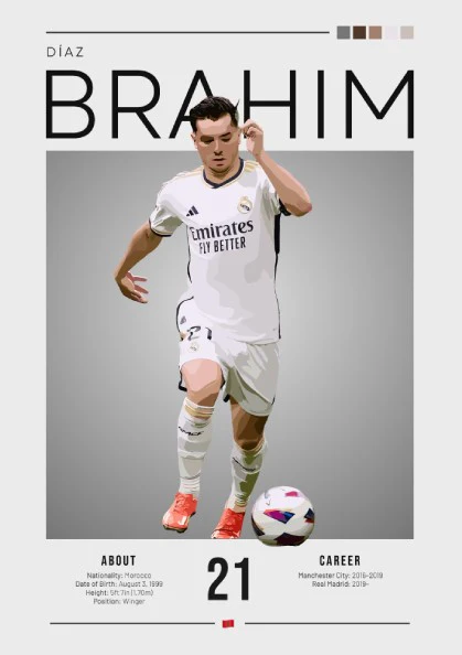 Brahim Díaz Poster - Real Madrid Football Art