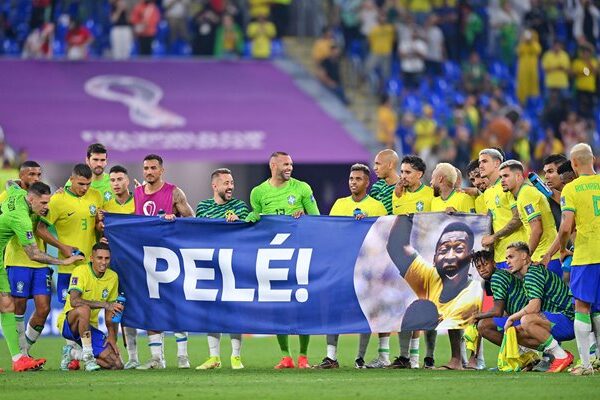 Brazil Pele Banner v South Korea Last 16 World Cup Qatar 2022