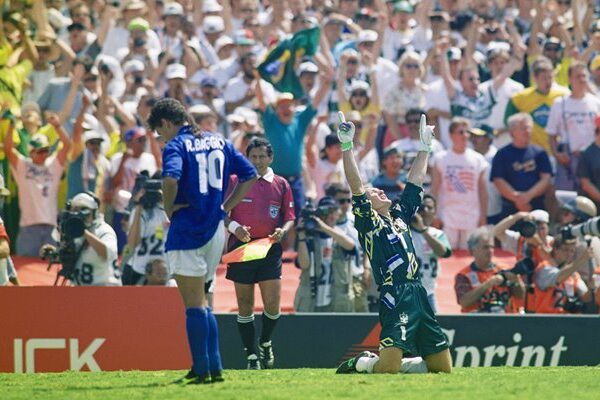 Brazil goalkeeper Taffarel & Roberto Baggio World Cup Final 1994