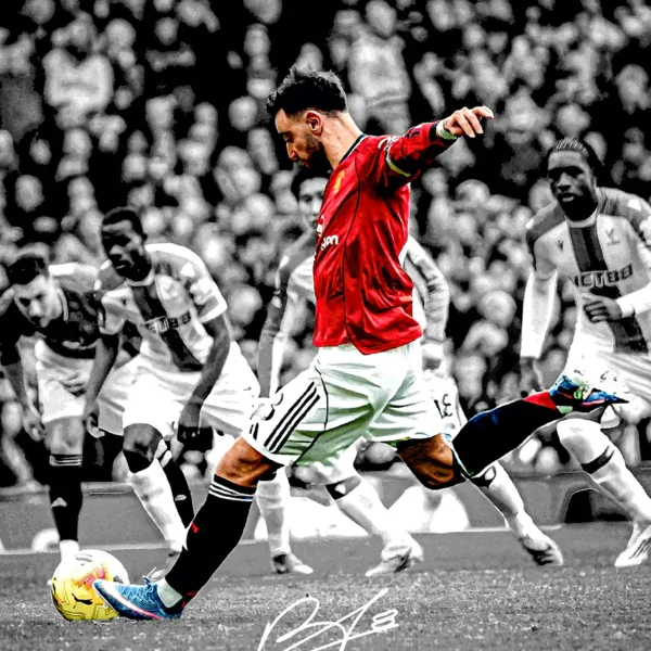 Bruno Fernandes Kicking a Soccer Ball 1