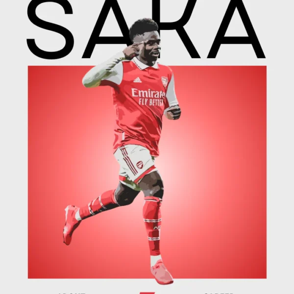 Bukayo Saka Poster - Arsenal Star Football Print