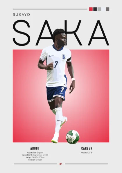 Bukayo Saka Poster - England National Team Artwork
