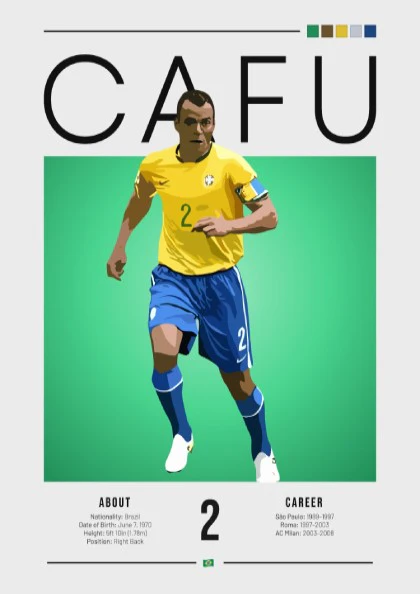 Cafu Brazil Football Player Art - Graphic Wall Decor