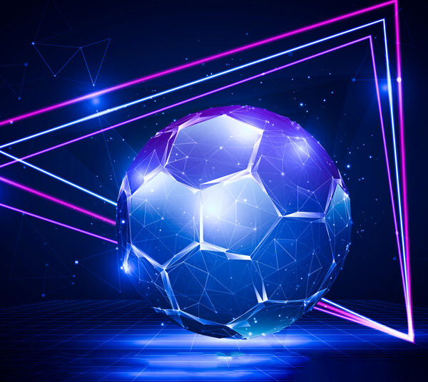 Cosmic Soccer Ball — Neon Sci-Fi Poster