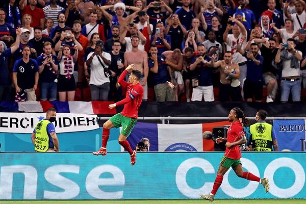 Cristiano Ronaldo Portugal celebrates v France Group F Euro 2020