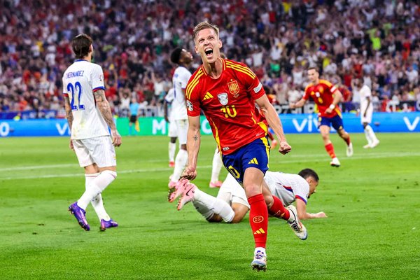 Dani Olmo Spain celebrates scoring winning goal Semi-Final Munich EURO 2024