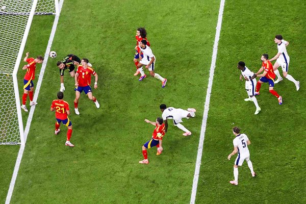 Dani Olmo Spain clears Marc Guehi England header Final Berlin EURO 2024