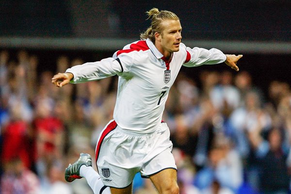 David Beckham celebrates