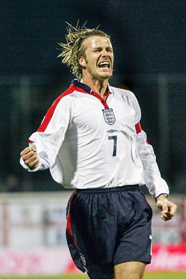 David Beckham celebrates