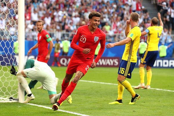 Dele Alli England scores v Sweden Quarter Final World Cup 2018