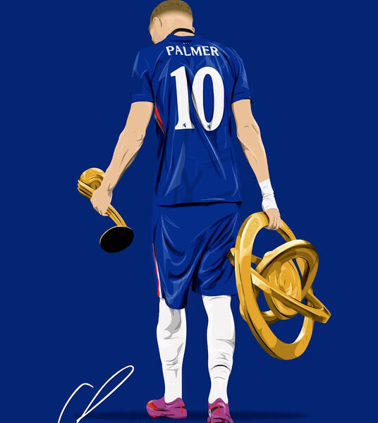 Cole Palmer — Chelsea Trophy Illustration Poster