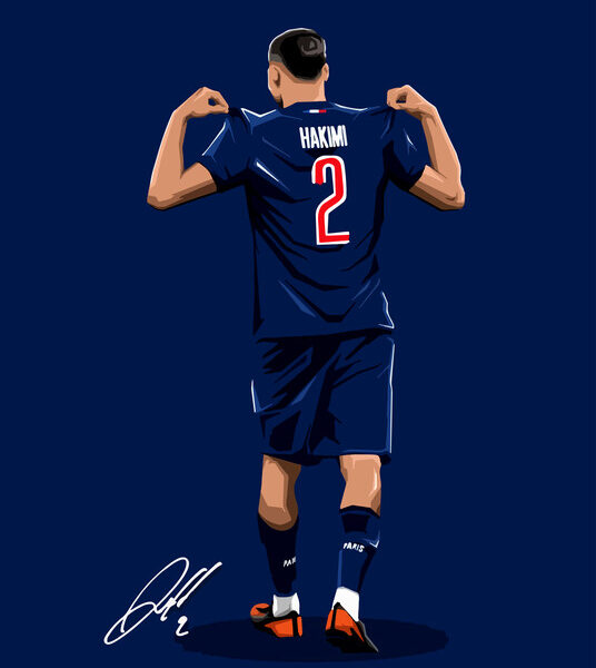 Achraf Hakimi — PSG Illustration Poster