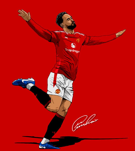 Matheus Cunha — Manchester United Illustration Poster