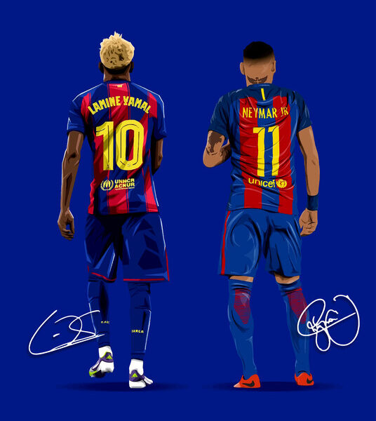Lamine Yamal & Neymar Jr — Barcelona Illustration Poster