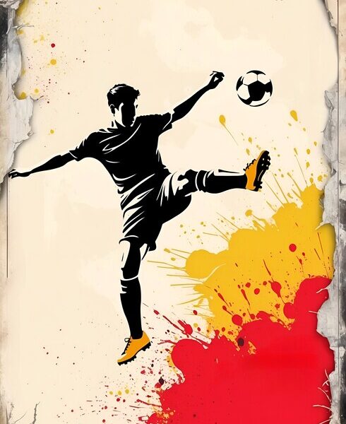 Dynamic Football Play — Vintage Torn-Paper Poster
