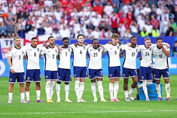 England players penalty shoot-out v Switzerland Quarter-Final Dusseldorf EURO 2024