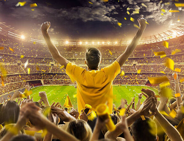 Fans Celebrating at the Stadium — Poster