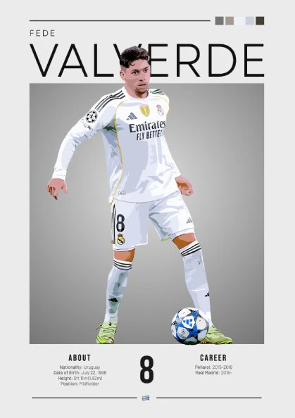 Fede Valverde Poster - Real Madrid Football Art, Wall Decor