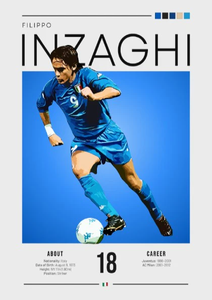 Filippo Inzaghi Poster - Italian Football Legend Art