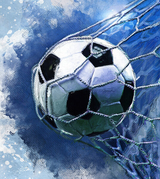 Goal! — Painted Soccer Ball in the Net Poster