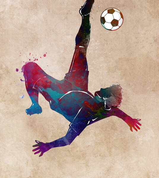 Bicycle Kick — Watercolor Poster