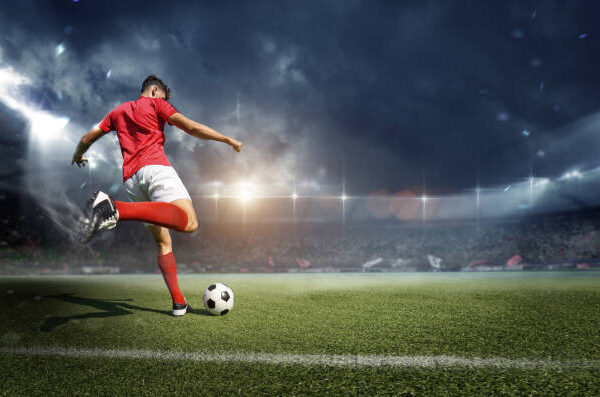 Striker in Red — Stadium Poster