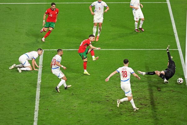 Francisco Conceicao Portugal shoots v Czech Republic Leipzig EURO 2024