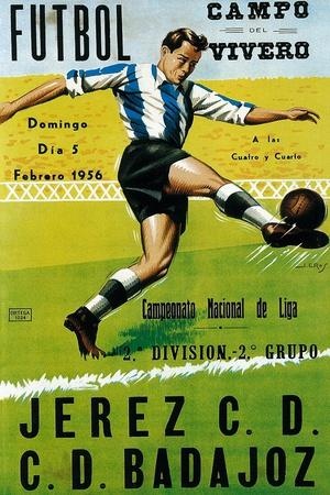 Jerez vs Badajoz, Campo del Vivero 1956 — Vintage Match Poster