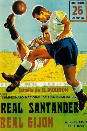 Santander vs Gijón, El Molinón — Vintage Match Poster