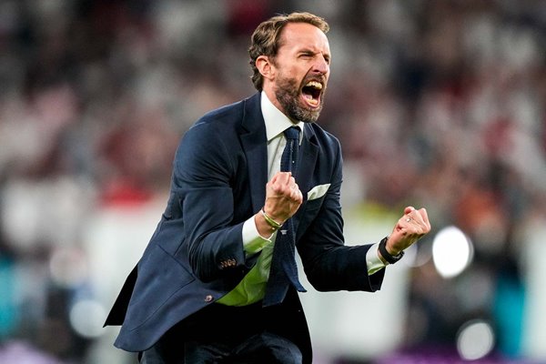 Gareth Southgate England celebrates win v Denmark Semi Final Euro 2020