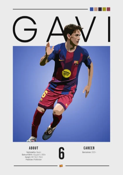 Gavi Barcelona Art Print - Sports Wall Decor