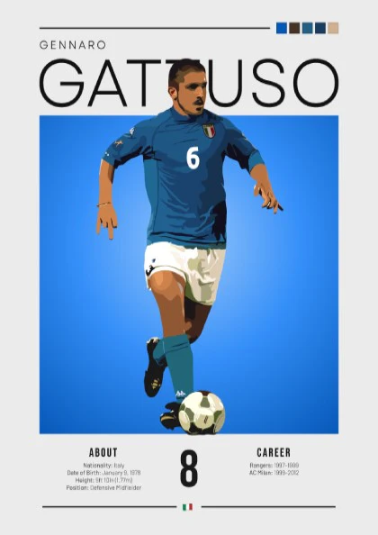 Gennaro Gattuso Poster - Italian Football Legend Artwork