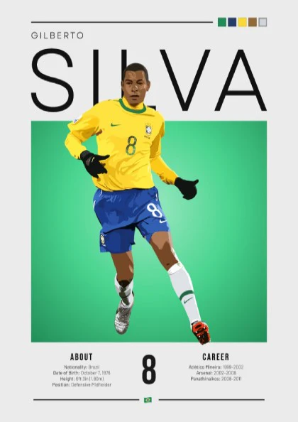 Gilberto Silva Football Artwork - Brazilian Player Print