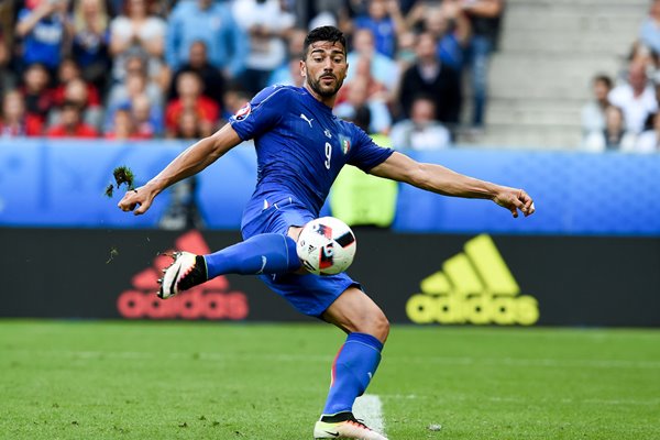 Graziano Pelle Italy scores v Spain Europeans 2016