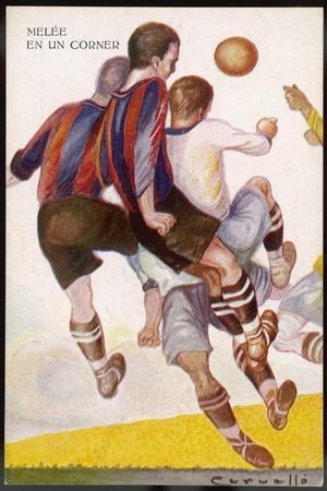 Melée en un Corner — Vintage Football Poster