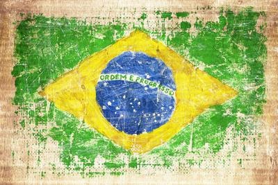 Brazil Flag — Grunge Wood Poster