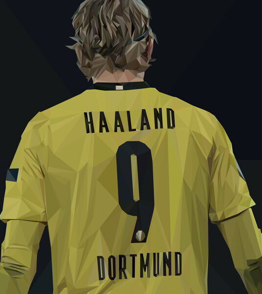 Erling Haaland — Dortmund Low-Poly Poster