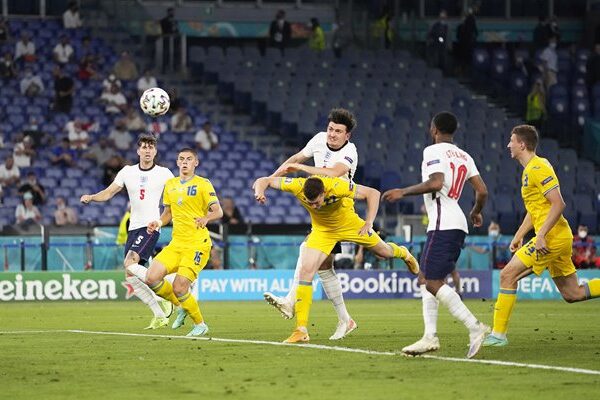 Harry Maguire England scores v Ukraine Rome Euro 2020