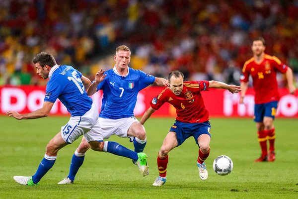 Ignazio Abate Italy v Andres Iniesta Spain EURO 2012 Final Kiev 2012