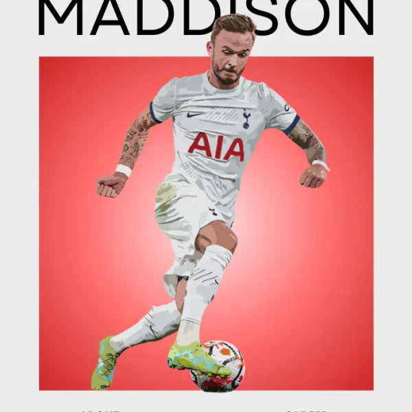 James Maddison Poster – England & Tottenham Football Print